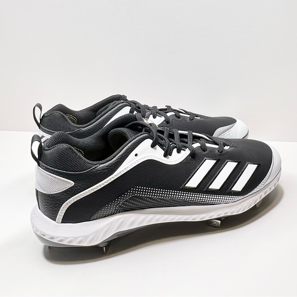 Adidas Men’s Icon 6 Bounce Metal Cleats Black/White Size 13.5 - Picture 4 of 9